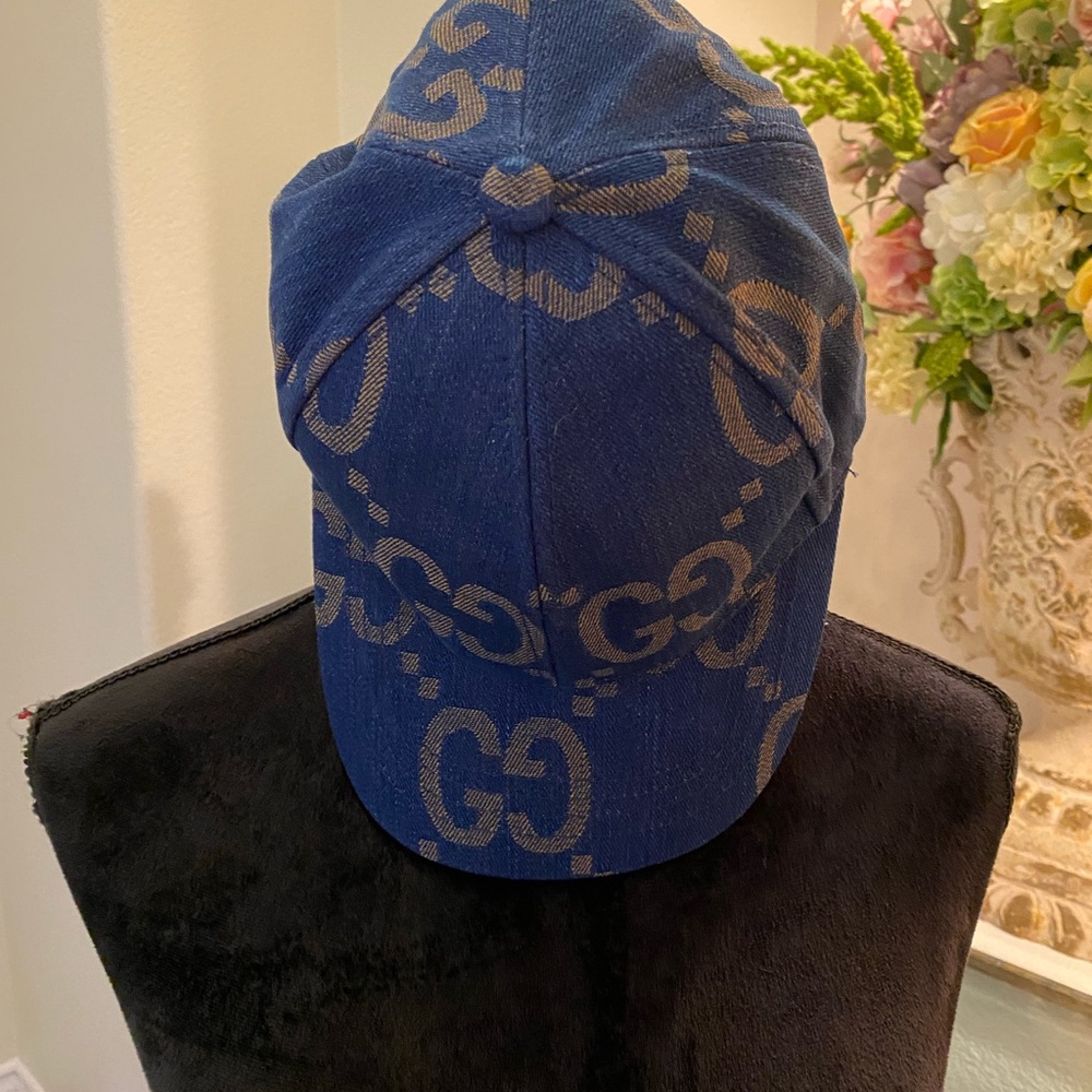Gucci Blue Monogram Baseball Hat-EUC